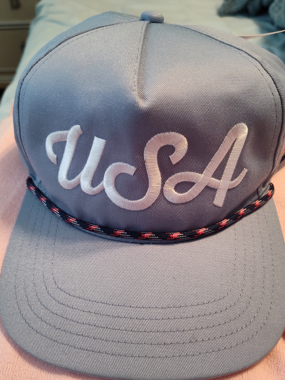 USA Embroidered Gray Snapback Hat - Men Accessories